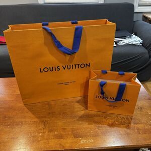 Louis Vuitton Shopping Tote Bag Authentic Two Empty Paper Gift Bag (19"x14"x5")